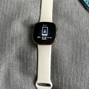 Fitbit sense: Soft gold stainless steel case lunar white infinity band